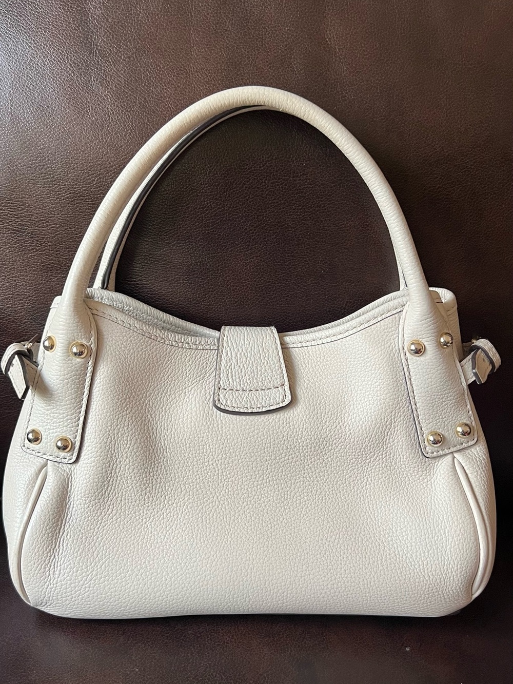 Y2K Dooney & Bourke Off-White Pebbled Leather Satchel Top Handle Bag - Picture 2 of 14